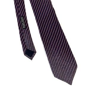 Roberto Carlo VNTG Italian Silk Tie Red, White, Black Pinstripe